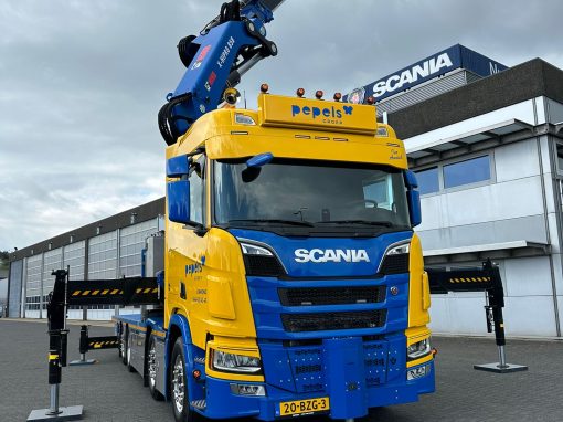 Deelbare W-floor op Scania R660 met Hiab X-HiPro 858 E-8 met Jib en lier