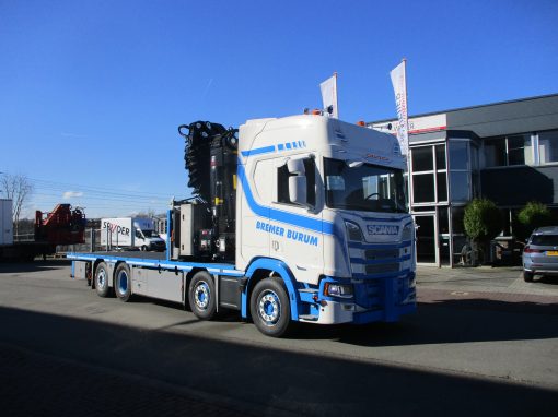 W-floor op Scania R500 met Hiab IQ1188 en Jib Bremer Transport